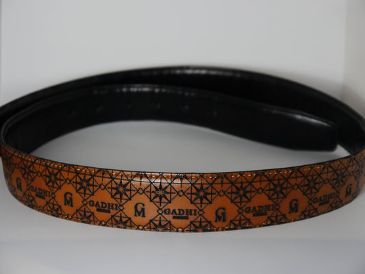 GADHI leather Belt with engraved Moroccan-inspired emblem